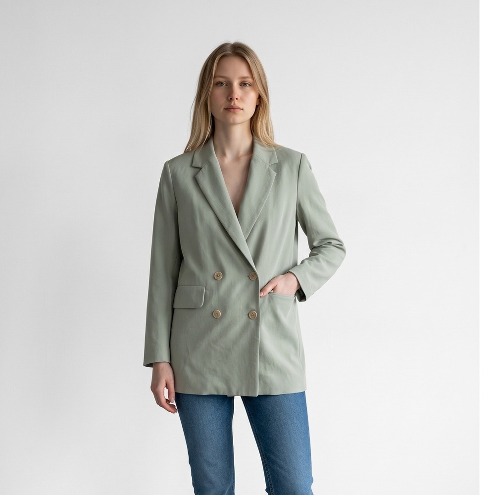 Wilfred Aritzia Sage Green Double Breasted Blazer Professional Minimalist 2XS